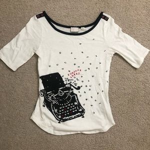 Anthropology post mark Bonjour Cheri typewriter daydreamer t-shirt size S